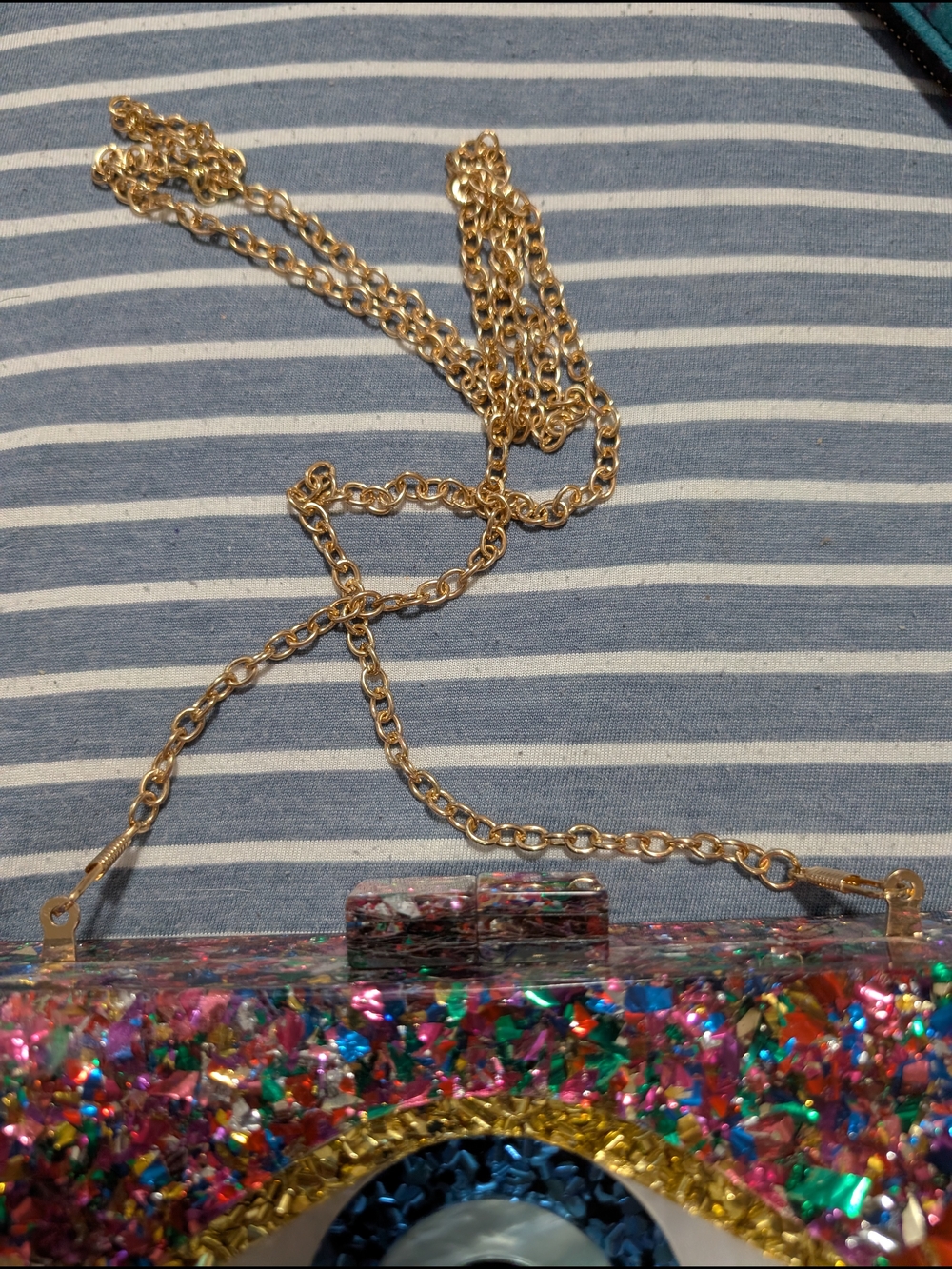 Multicolor Evil Eye Mosaic Clutch Bag with Chain - Picture 3 of 3